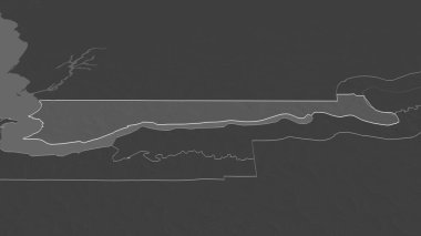 Kuzey Kıyısı 'na (Gambiya Bölümü) yakınlaştır. Belirsiz bir bakış açısı. Yüzey sularıyla çift seviyeli yükseklik haritası. 3B görüntüleme