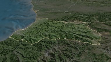 Gürcistan özerk cumhuriyeti Ajaria 'ya (özerk Gürcistan Cumhuriyeti) yakınlaş. Belirsiz bir bakış açısı. Uydu görüntüleri. 3B görüntüleme