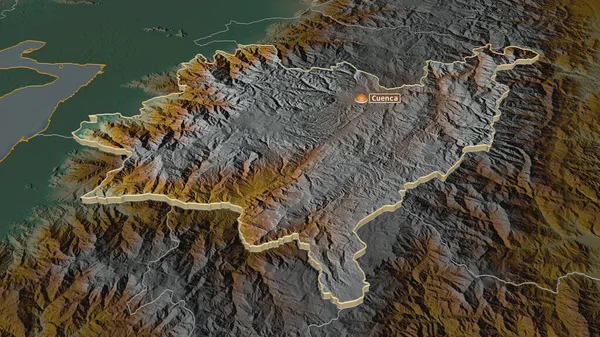 Zoom Sur Azuay Province Equateur Extrudé Perspective Oblique Carte Topographique — Photo