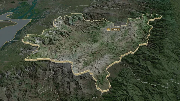 Zoom Azuay Provincia Dell Ecuador Estruso Prospettiva Obliqua Immagini Satellitari — Foto Stock