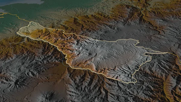 Zoom Auf Carchi Provinz Ecuador Umrissen Schräge Perspektive Topographische Reliefkarte — Stockfoto