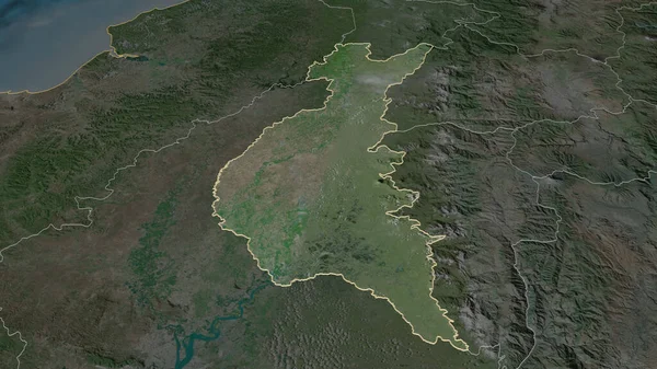 Zoom Ind Los Rios Ecuador Provinsen Skitseret Skævt Perspektiv Satellitbilleder - Stock-foto