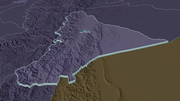 Zoom Morona Santiago Provincia Ecuador Extruido Perspectiva Oblicua Mapa Coloreado — Foto de Stock