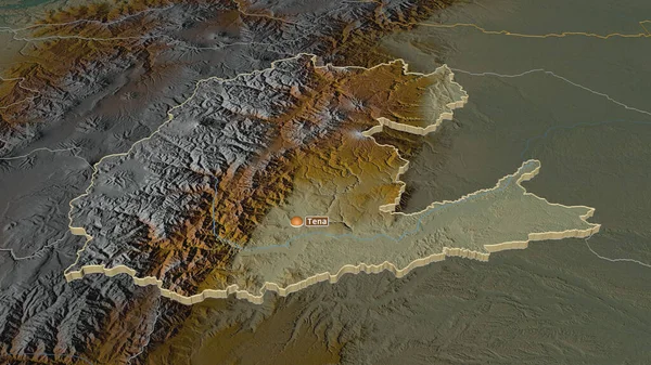 Ampliar Napo Provincia Ecuador Extruido Perspectiva Oblicua Mapa Topográfico Relieve — Foto de Stock