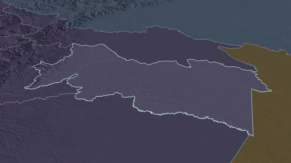 Ampliar Orellana Provincia Ecuador Delineado Perspectiva Oblicua Mapa Coloreado Tocado — Foto de Stock