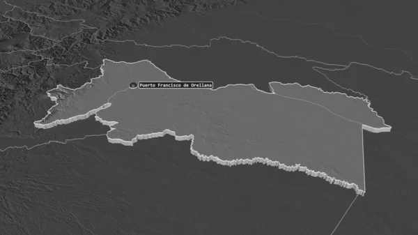 Орельяне Провинция Эквадор Произошло Землетрясение Непристойная Перспектива Карта Высоты Билевель — стоковое фото