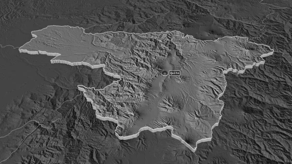 Powiększ Pichincha Prowincja Ekwador Wytłaczane Perspektywa Ukośna Dwupoziomowa Mapa Wysokości — Zdjęcie stockowe