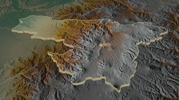 Zoom Pichincha Provincia Ecuador Extruido Perspectiva Oblicua Mapa Topográfico Relieve — Foto de Stock