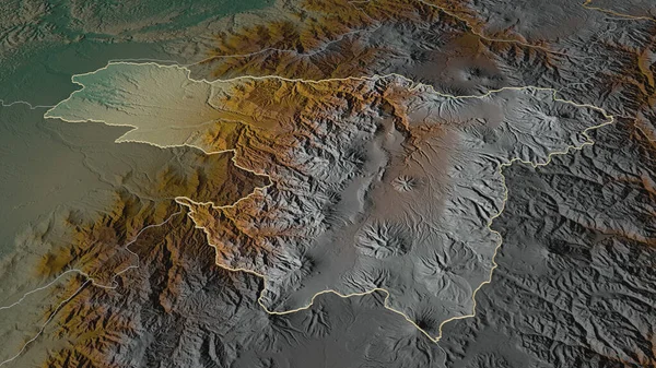 Zoom Pichincha Provincia Dell Ecuador Delineato Prospettiva Obliqua Mappa Topografica — Foto Stock