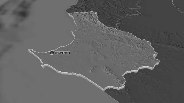 Zoom Auf Santa Elena Provinz Ecuador Schräge Perspektive Karte Der — Stockfoto