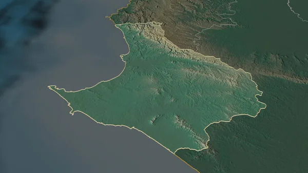 Zoom Santa Elena Província Equador Delineado Perspectiva Óbvia Mapa Topográfico — Fotografia de Stock