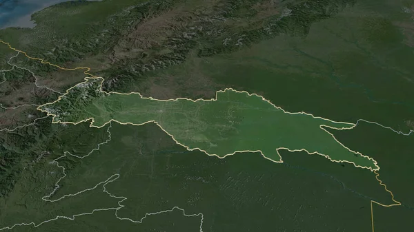 Zoom Sucumbios Provincia Dell Ecuador Delineato Prospettiva Obliqua Immagini Satellitari — Foto Stock