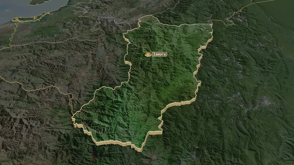 Zoom Auf Zamora Chinchipe Provinz Ecuador Extrudiert Schräge Perspektive Satellitenbilder — Stockfoto