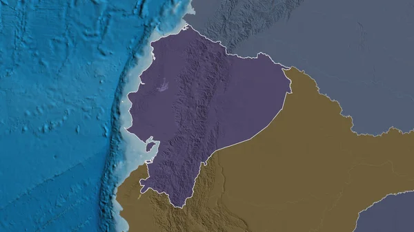 에콰도르의 구역으로 지정되어 색깔이 울퉁불퉁 구역의 지도는 지표수로 있었습니다 렌더링 — 스톡 사진