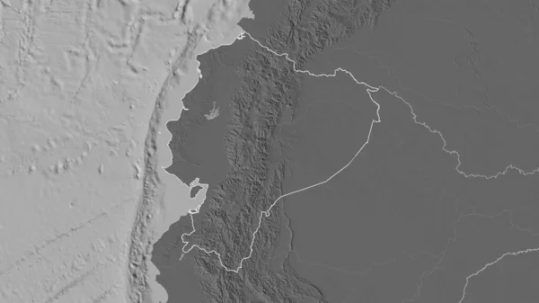 Очертания Территории Эквадора Карта Высоты Билевель Поверхностными Водами Рендеринг — стоковое фото