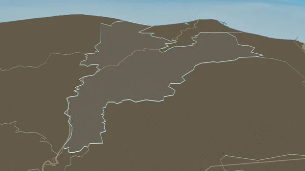 Zoom Daqahliyah Governatorato Egitto Delineato Prospettiva Obliqua Mappa Colorata Urtata — Foto Stock