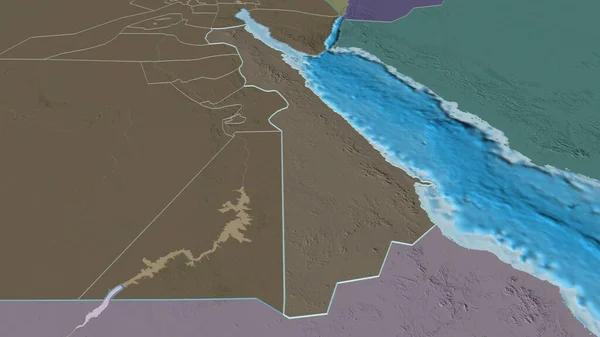 Zoom Bahr Ahmar Governadoria Egito Delineado Perspectiva Óbvia Mapa Colorido — Fotografia de Stock