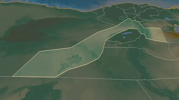 Zoom Auf Jizah Gouvernement Von Ägypten Skizziert Schräge Perspektive Topographische — Stockfoto