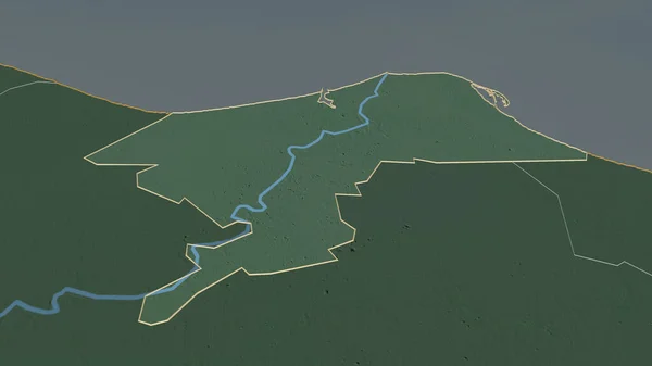 Zoom Dumyat Governatorato Egitto Delineato Prospettiva Obliqua Mappa Topografica Rilievo — Foto Stock