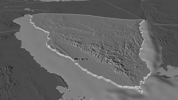 Zoom Janub Sina Governorate Egypt Extruded Oblique Perspective Bilevel Elevation — Stock Photo, Image