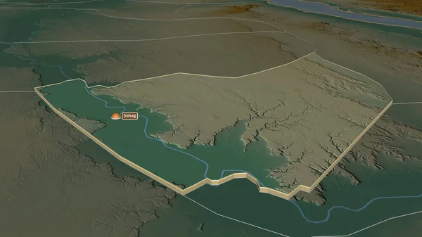 スハージ エジプトの統治者 にズームアウトされます 嘘の見方だ 地表水と地形救援マップ 3Dレンダリング — ストック写真