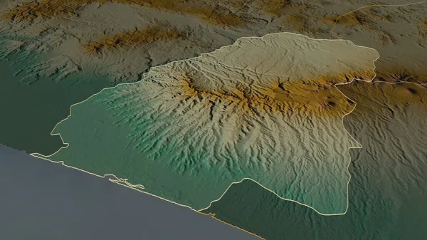 Zoom Auf Ahuachapan Departement Salvador Umrissen Schräge Perspektive Topographische Reliefkarte — Stockfoto