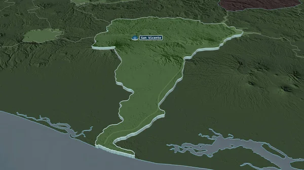 Ampliar San Vicente Departamento Salvador Extruido Perspectiva Oblicua Mapa Coloreado — Foto de Stock