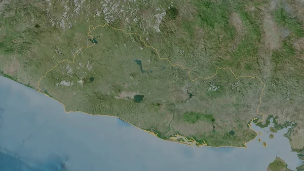 Zarysowany Kształt Obszaru Salwadoru Zdjęcia Satelitarne Renderowanie — Zdjęcie stockowe