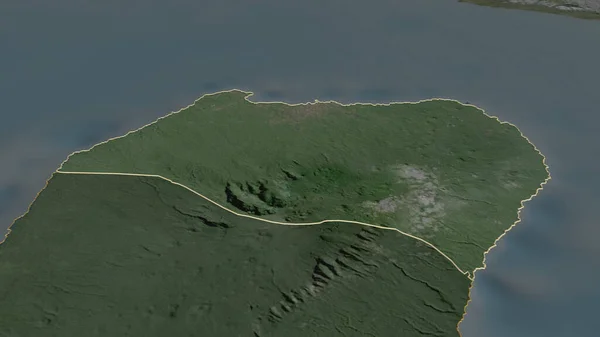 Inzoomen Bioko Norte Provincie Equatoriaal Guinea Geschetst Obliek Perspectief Satellietbeelden — Stockfoto