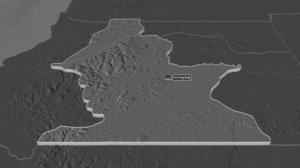 セントロ スール 赤道ギニア州 でズームアウト 嘘の見方だ 地表水と二階の標高マップ 3Dレンダリング — ストック写真