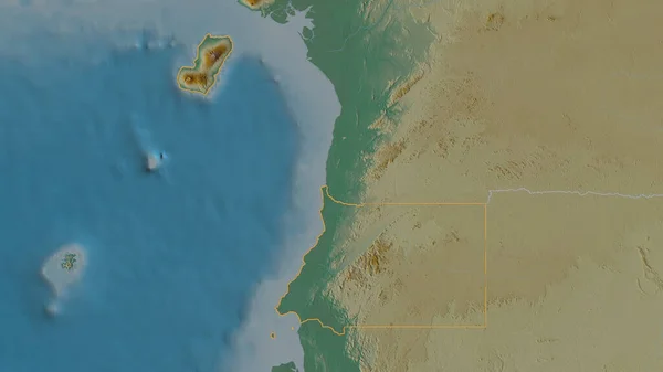 Forma Delineada Del Área Guinea Ecuatorial Mapa Topográfico Relieve Con —  Fotos de Stock