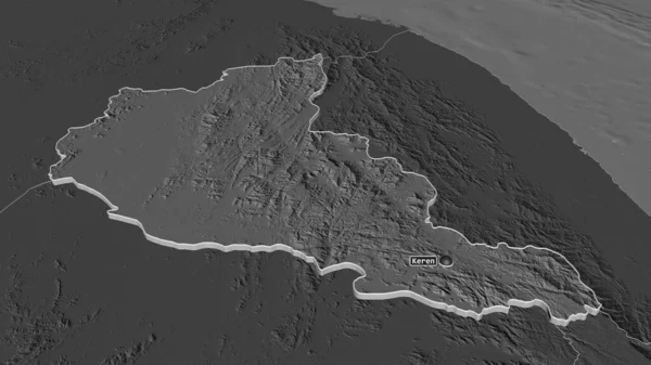 Powiększ Ansebę Region Erytrei Ekstrudowaną Perspektywa Ukośna Dwupoziomowa Mapa Wysokości — Zdjęcie stockowe