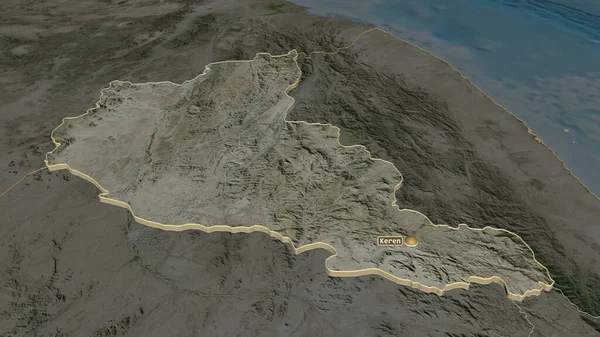 Zoom Sur Anseba Région Erythrée Extrudé Perspective Oblique Imagerie Satellite — Photo