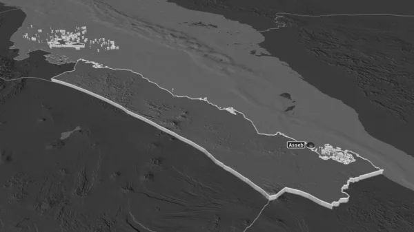 扩大对Debubawi Keyih Bahri 厄立特里亚地区 的控制 斜的角度 带地表水的双层高程图 3D渲染 — 图库照片