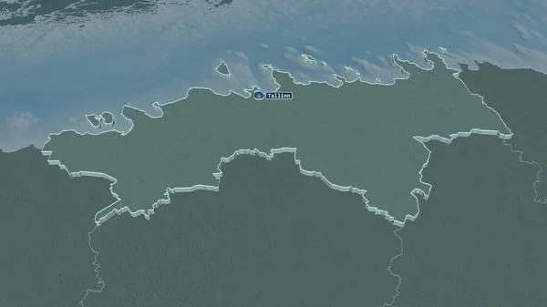 Ampliar Harju Condado Estonia Extruido Perspectiva Oblicua Mapa Coloreado Tocado — Foto de Stock