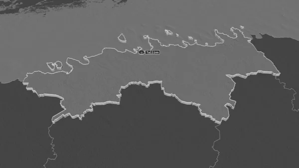 Powiększ Harju Powiat Estoński Wytłaczane Perspektywa Ukośna Dwupoziomowa Mapa Wysokości — Zdjęcie stockowe