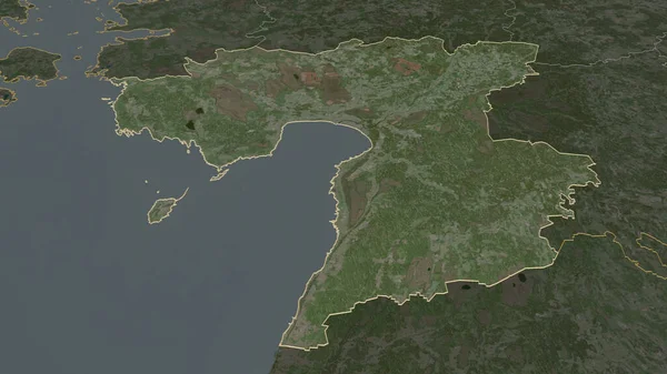Zoom Sur Parnu Comté Estonie Perspective Oblique Imagerie Satellite Rendu — Photo