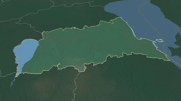 Zoom Tartu Contea Estonia Delineato Prospettiva Obliqua Mappa Topografica Rilievo — Foto Stock