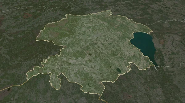 Zoom Viljandi County Estonia Outlined Oblique Perspective Satellite Imagery Rendering — Stock Photo, Image