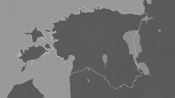 Zarysowany Kształt Obszaru Estonii Dwupoziomowa Mapa Wysokości Wodami Powierzchniowymi Renderowanie — Zdjęcie stockowe