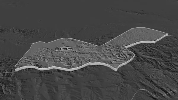 Zoom Dire Dawa Orașul Etiopia Extrudat Perspectivă Oblică Harta Altitudinii — Fotografie, imagine de stoc