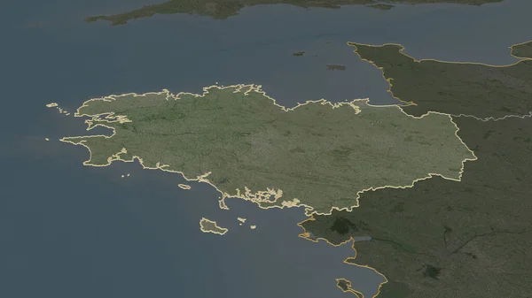 Збільшився Бретань Регіон Франції Неймовірна Перспектива Супутникові Знімки Візуалізація — стокове фото