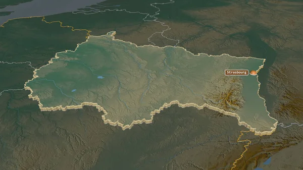 Запуск Гранд Эст Регион Франции Экструдирован Непристойная Перспектива Карта Рельефа — стоковое фото