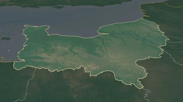 Ingrandisci Sulla Normandia Regione Della Francia Delineata Prospettiva Obliqua Mappa — Foto Stock