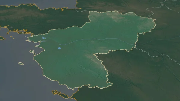 Загляните Луара Регион Франции Непристойная Перспектива Карта Рельефа Поверхностными Водами — стоковое фото