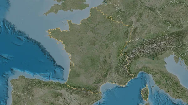 Forma Delineada Zona Francia Imágenes Satélite Renderizado —  Fotos de Stock