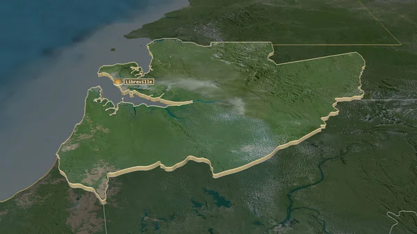 Ampliar Estuaire Provincia Gabón Extruido Perspectiva Oblicua Imágenes Satélite Renderizado — Foto de Stock