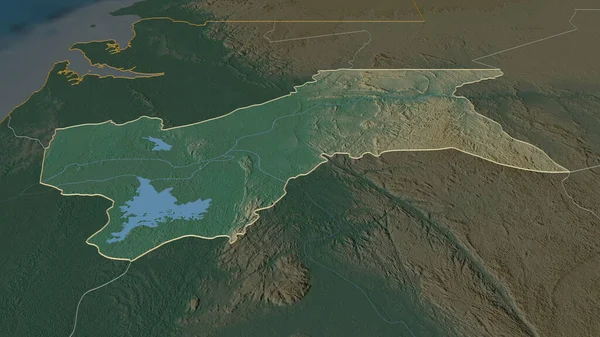 Zbliżenie Moyen Ogooue Prowincja Gabon Przedstawione Perspektywa Ukośna Mapa Pomocy — Zdjęcie stockowe