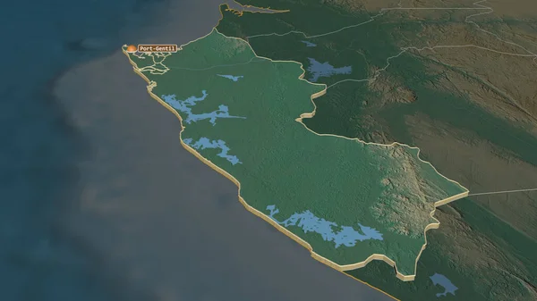 Zoom Ogooue Maritime Provincia Del Gabon Estruso Prospettiva Obliqua Mappa — Foto Stock