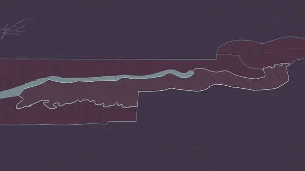 Zoom Lower River Divisione Del Gambia Delineato Prospettiva Obliqua Mappa — Foto Stock